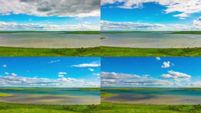 湖上白色蓬松的云延时视频素材延时景色美景