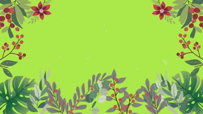 绿色背景的花叶边框动画