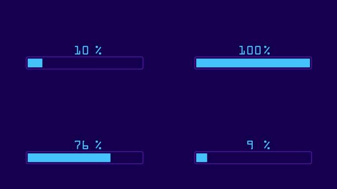 蓝色背景上百分比计数器的行进度条动画