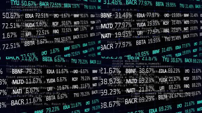 金融股票界面的动画，信息和数据处理的移动