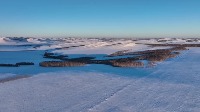 航拍额尔古纳雪域雪原风光