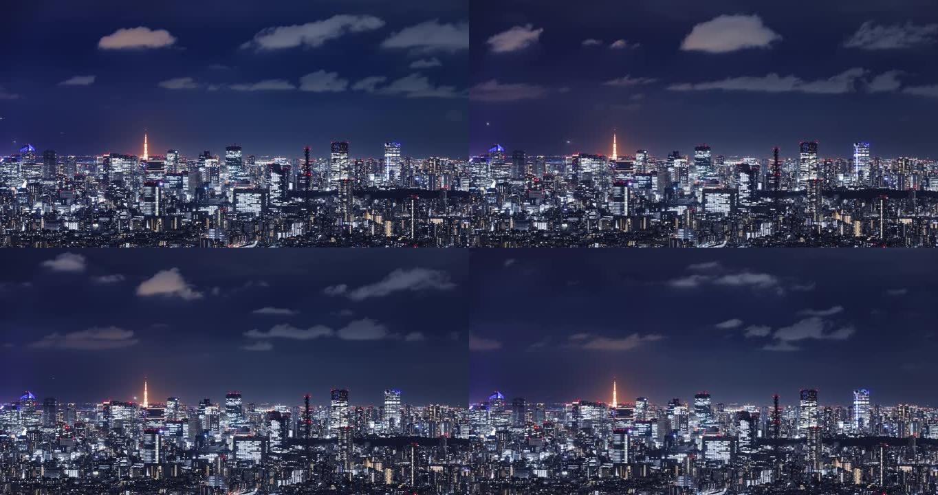 东京的夜晚有美丽的建筑灯光