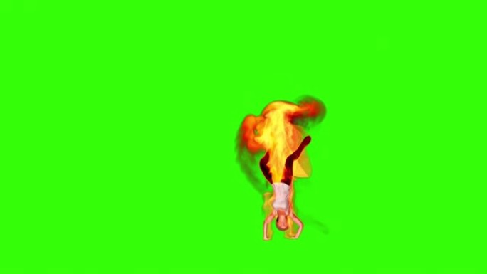 火上的酷女孩跳舞嘻哈，绿屏Chromakey
