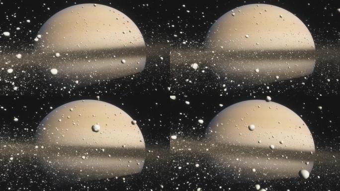土星是太阳系中巨大的行星，有着美丽的环。由石头，灰尘和冰制成的戒指的电影动画
