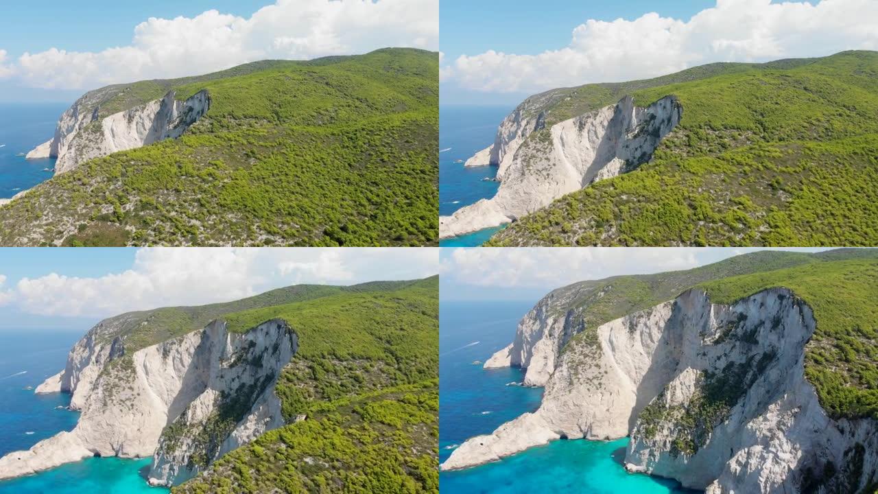 希腊著名的纳瓦焦沉船海滩上的4k视频无人机视图