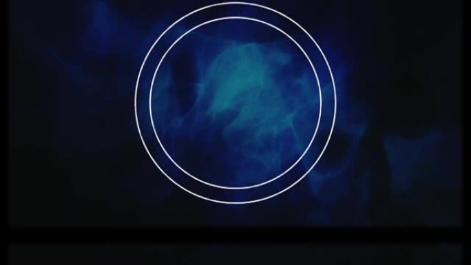 黑暗背景上的蓝色波浪上的圆圈动画