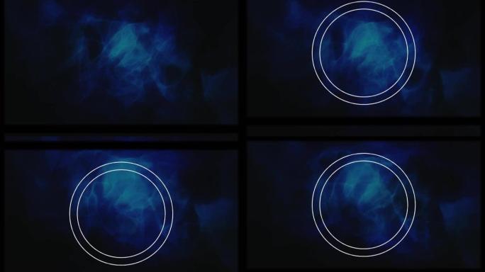 黑暗背景上的蓝色波浪上的圆圈动画