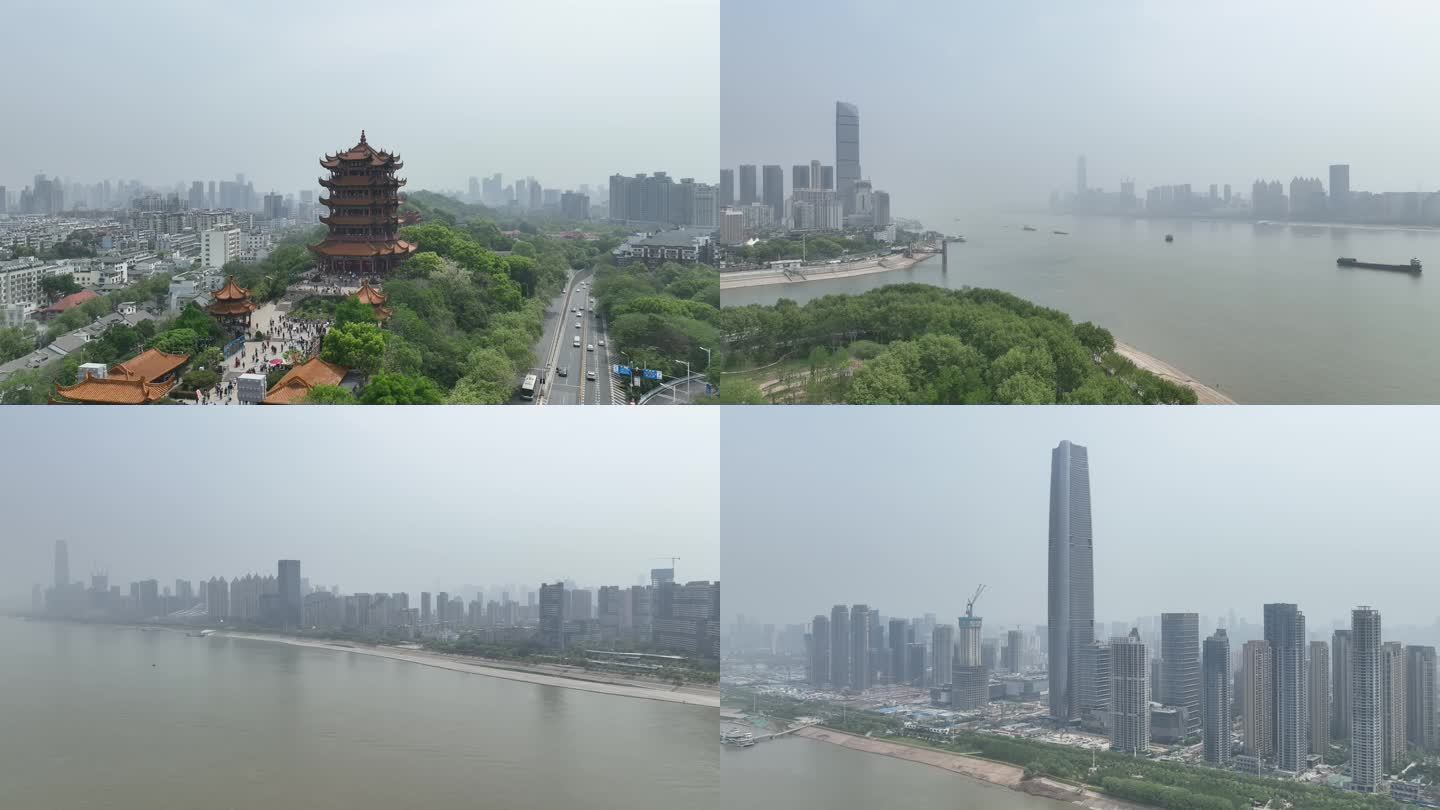 武汉主要地标附近的沙尘天气情况