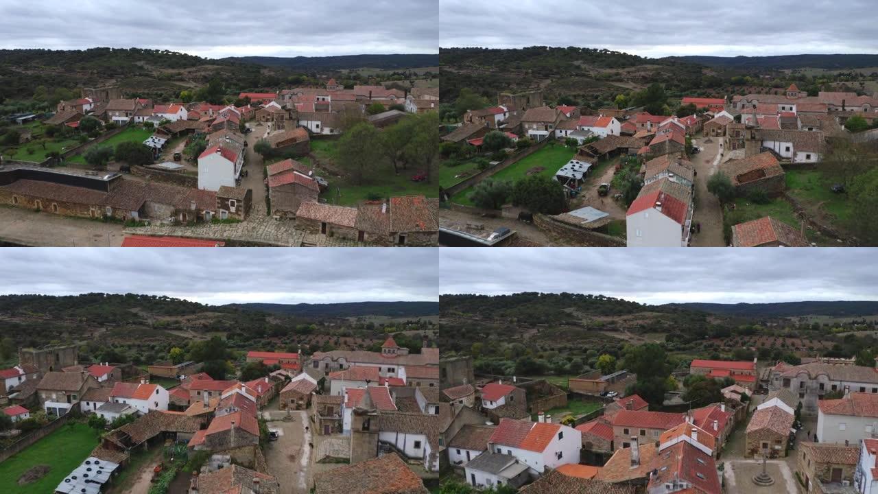 葡萄牙，以孟山都为背景的伊达尼亚无人机鸟瞰图