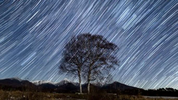 从长野县原村升起的星星的延时