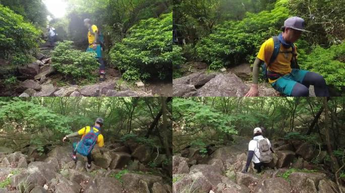 Hyper lapse跟随徒步旅行者爬下山路