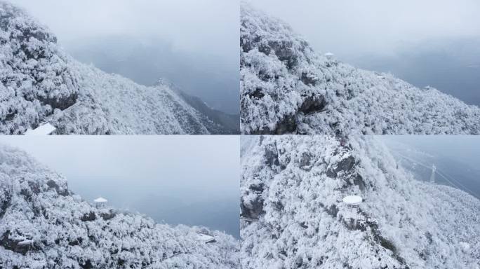 湖南邵阳洞口雪峰山雪景航拍