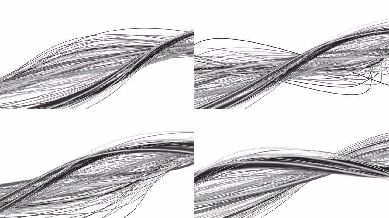 带条纹波物体的神奇动画慢动作，带文本空间，4096x2304循环4K