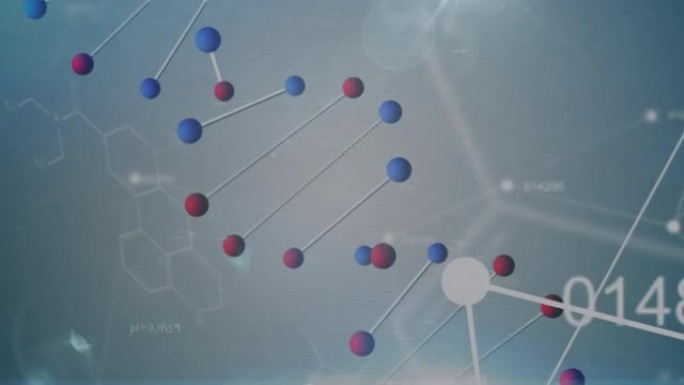 dna链纺丝，分子和医学数据处理的动画