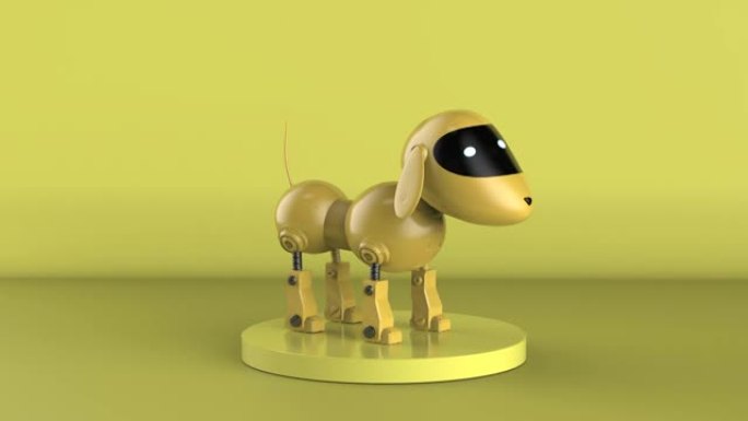 黄色背景上的黄色狗机器人