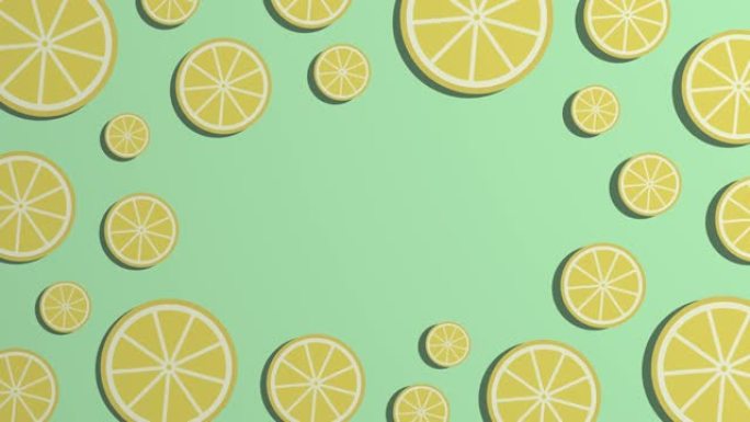 旋转柠檬水果片图案和复制空间