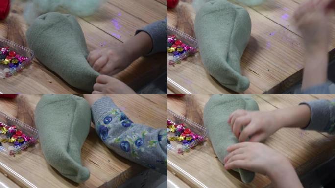 儿童手工填充手工毛毡玩具，采用绿色sintepon棉填充