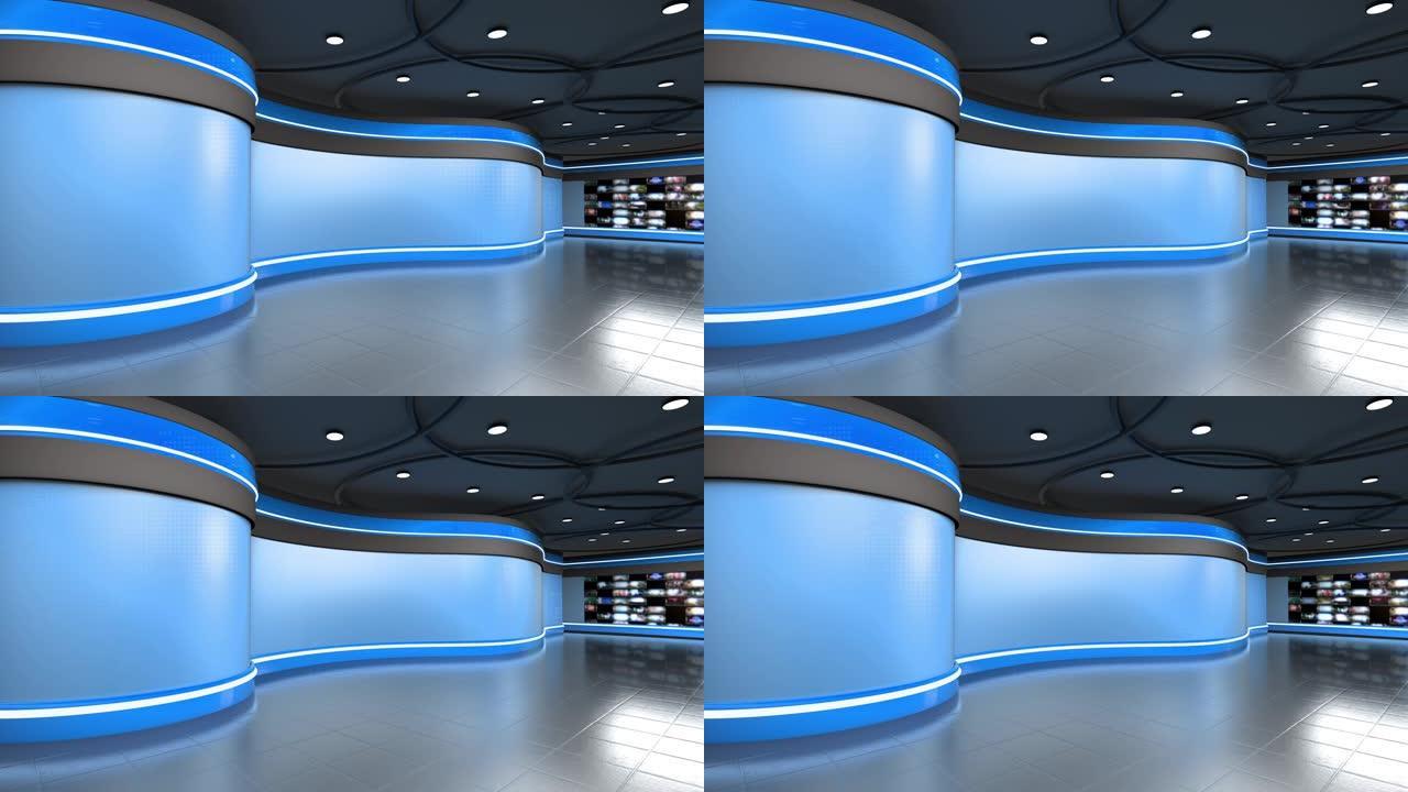 3D虚拟新闻工作室背景循环