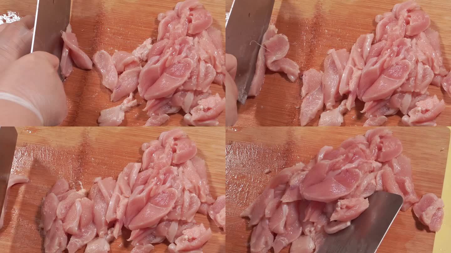 菜刀案板切里脊肉猪肉片 (1)