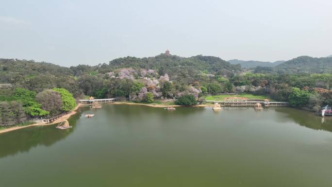 广州麓湖公园航拍