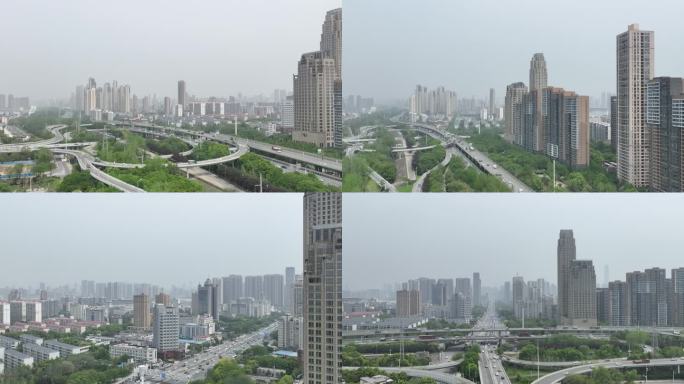 武汉三环线常青立交桥附近的沙尘天气情况