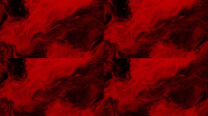 黑色背景上充满活力的红色液体在催眠运动中流动的动画