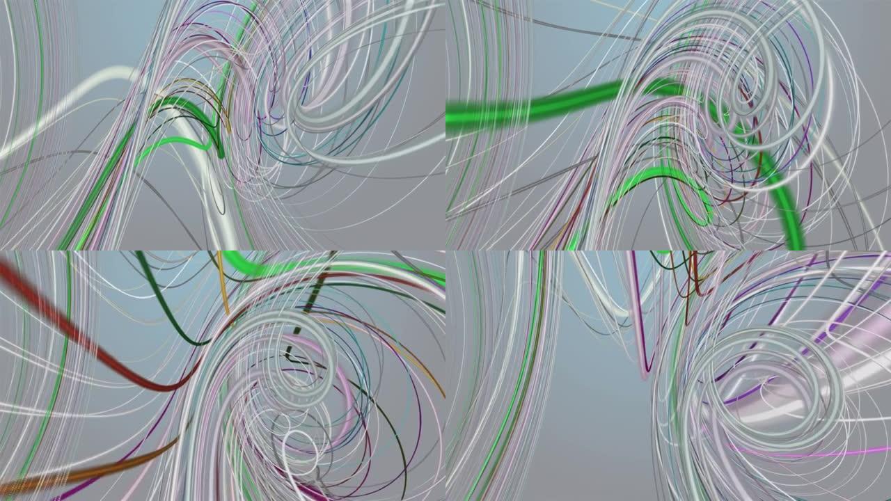 奇妙的动画，带条纹波物体，慢动作，4096x2304循环4K