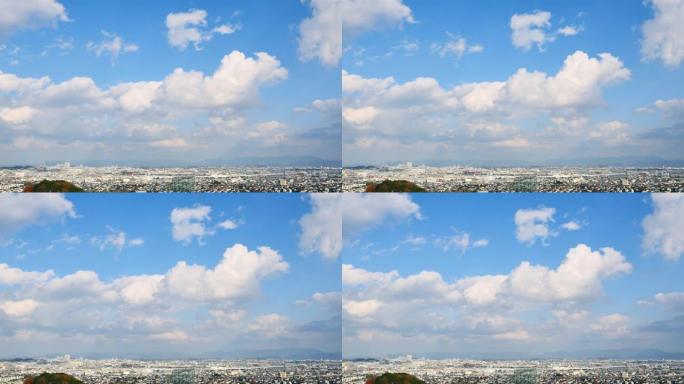 福冈市景观福冈市全景空境蓝天白云