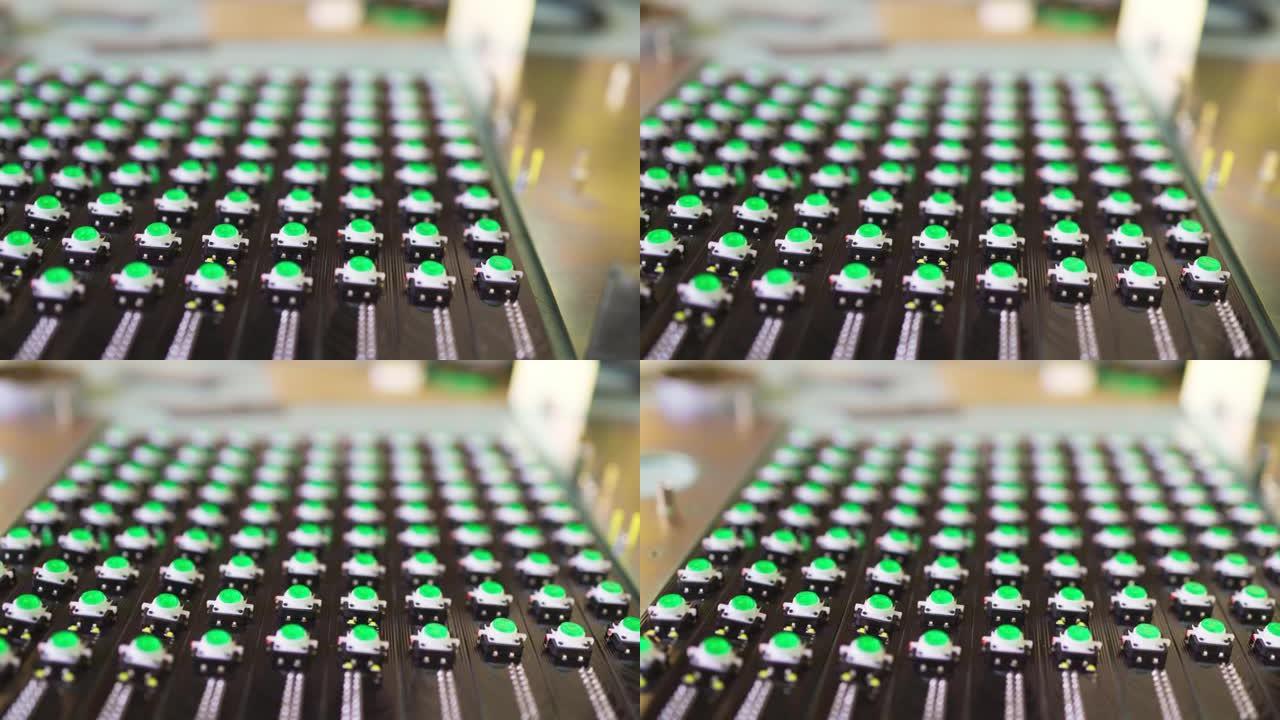 面板发光二极管指示灯的滑块拍摄正在生产中