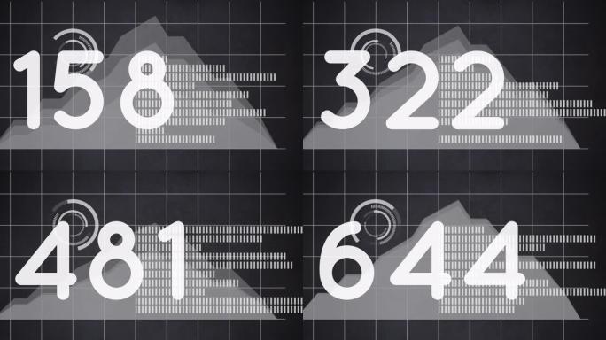 数字在带有统计信息的连接网络上变化的动画
