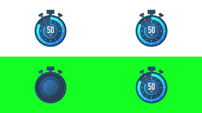 50分钟计时器。平面样式的秒表图标。运动图形。