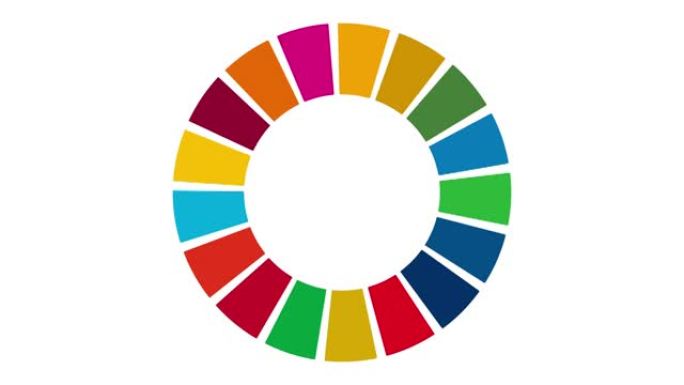 白色背景上SDGs的彩色图像 (旋转动画)