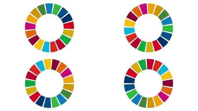 白色背景上SDGs的彩色图像 (旋转动画)