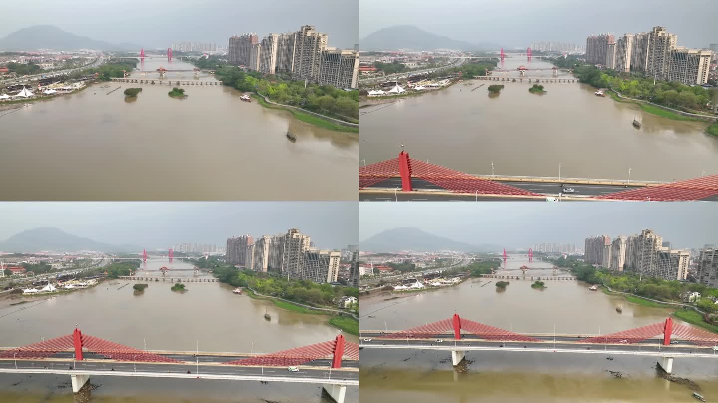 航拍福建漳州九龙江战备大桥