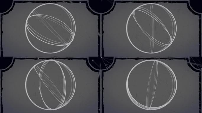 在灰色背景上的连接网络上旋转地球仪的动画