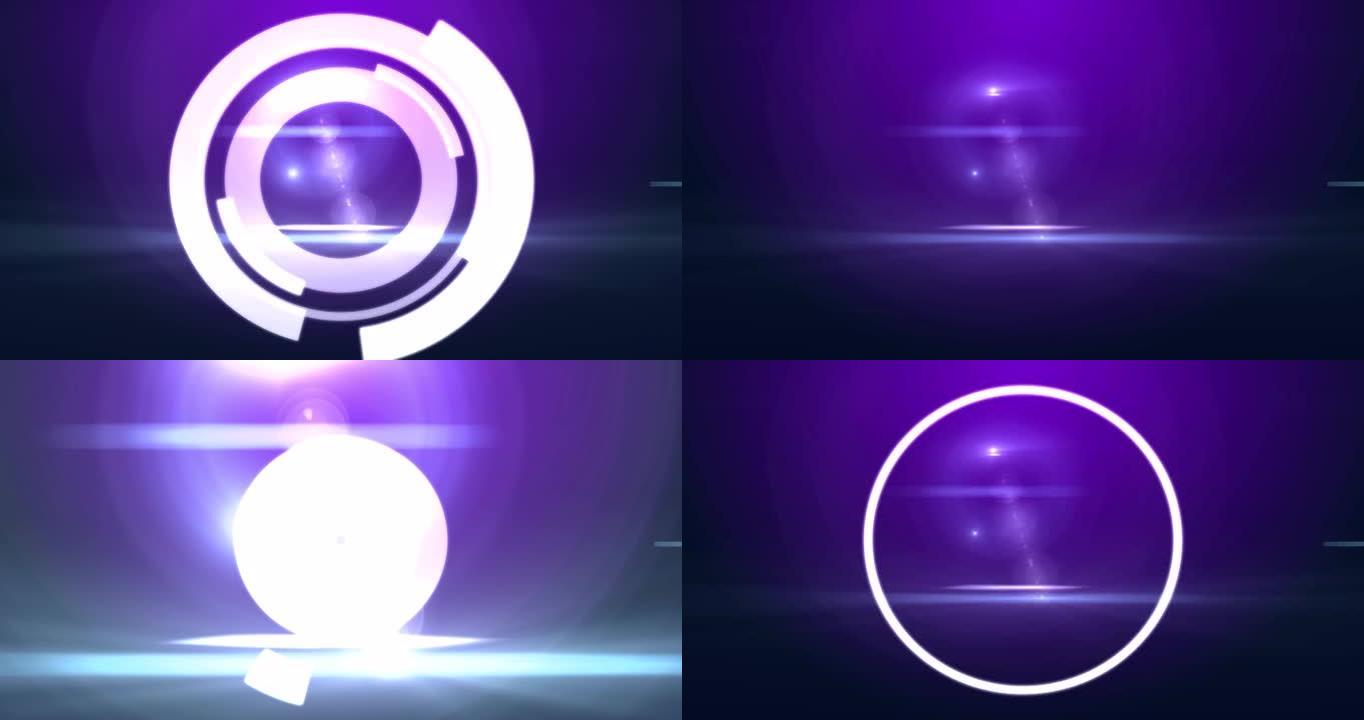 数字界面圆圈在紫色背景上闪烁的动画