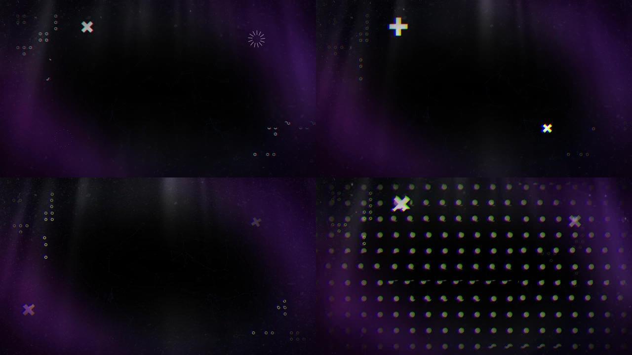 紫色背景上带有标记的连接网络的动画