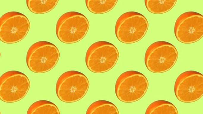 带有水果的图案，背景上的橘子动画，最小动画