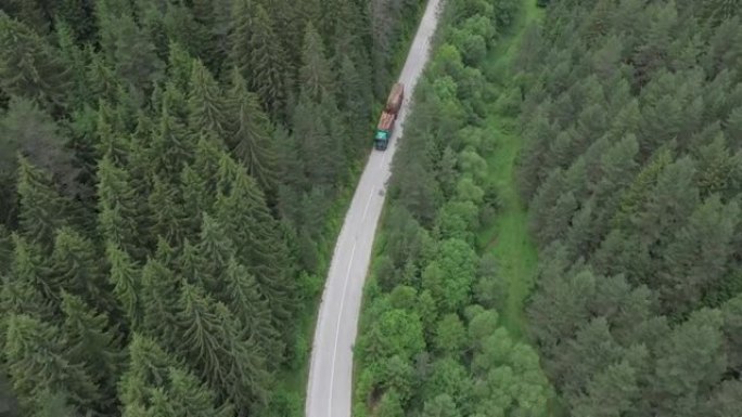 卡车正在运送树干山区小路货车陆运实拍视频