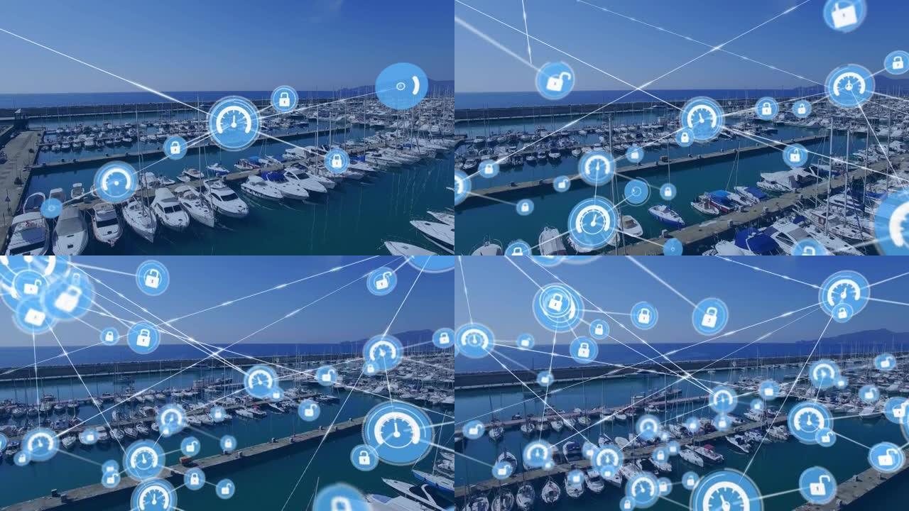 码头上连接网络的动画