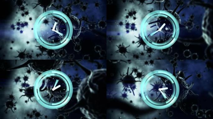 时钟和范围扫描covid细胞的动画