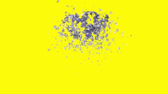 几个圆球的破裂和破裂-爆炸细菌-爆炸原子核-彩色爆炸动画，可循环-循环4k爆炸球-3D球臂-黄色背景