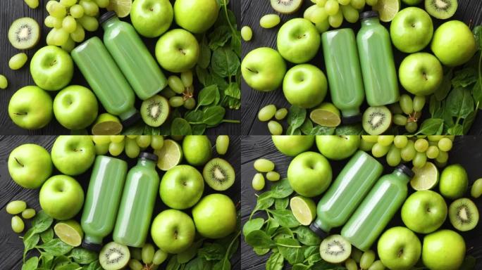 绿色概念的新鲜水果和蔬菜