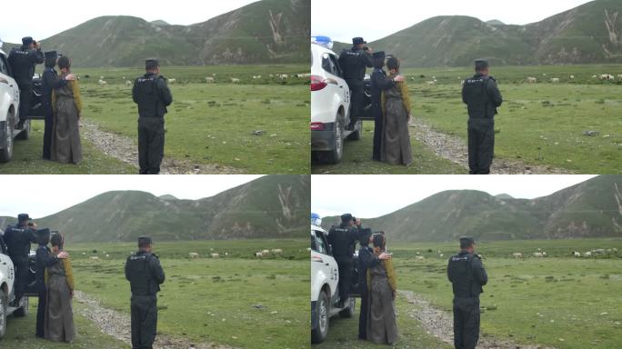 警察飞机无人机 帮牧民找牛羊 西藏牧区