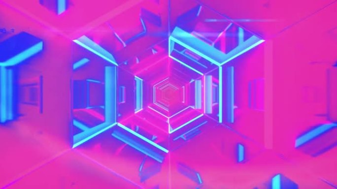 粉蓝色霓虹灯隧道背景的动画
