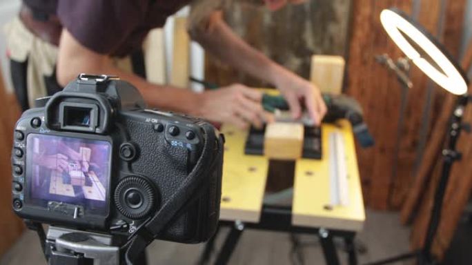 DIY木工，在木块上绘制切割标记