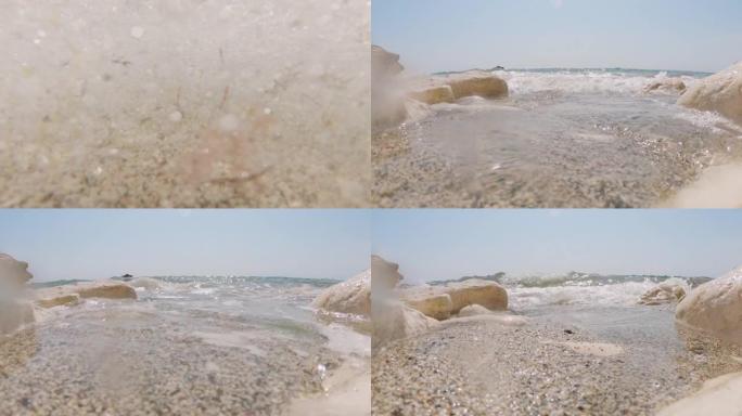 海浪溅起相机