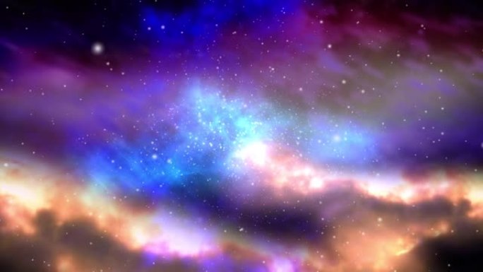宇宙中充满活力的紫色云和星星的动画