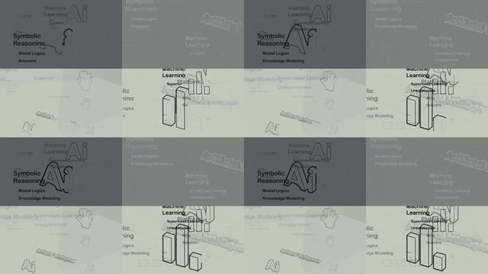 人工智能及相关术语动画绘图马赛克黑色和W