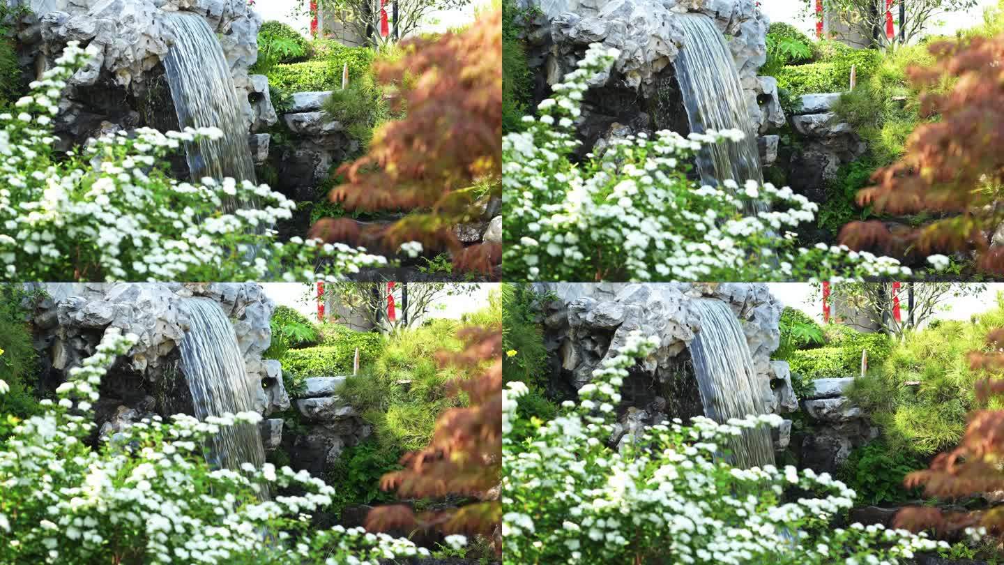 中式园林景观中的瀑布水景